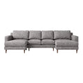 **Sofa narożny w odcieniu szarości z drewnianymi nóżkami**